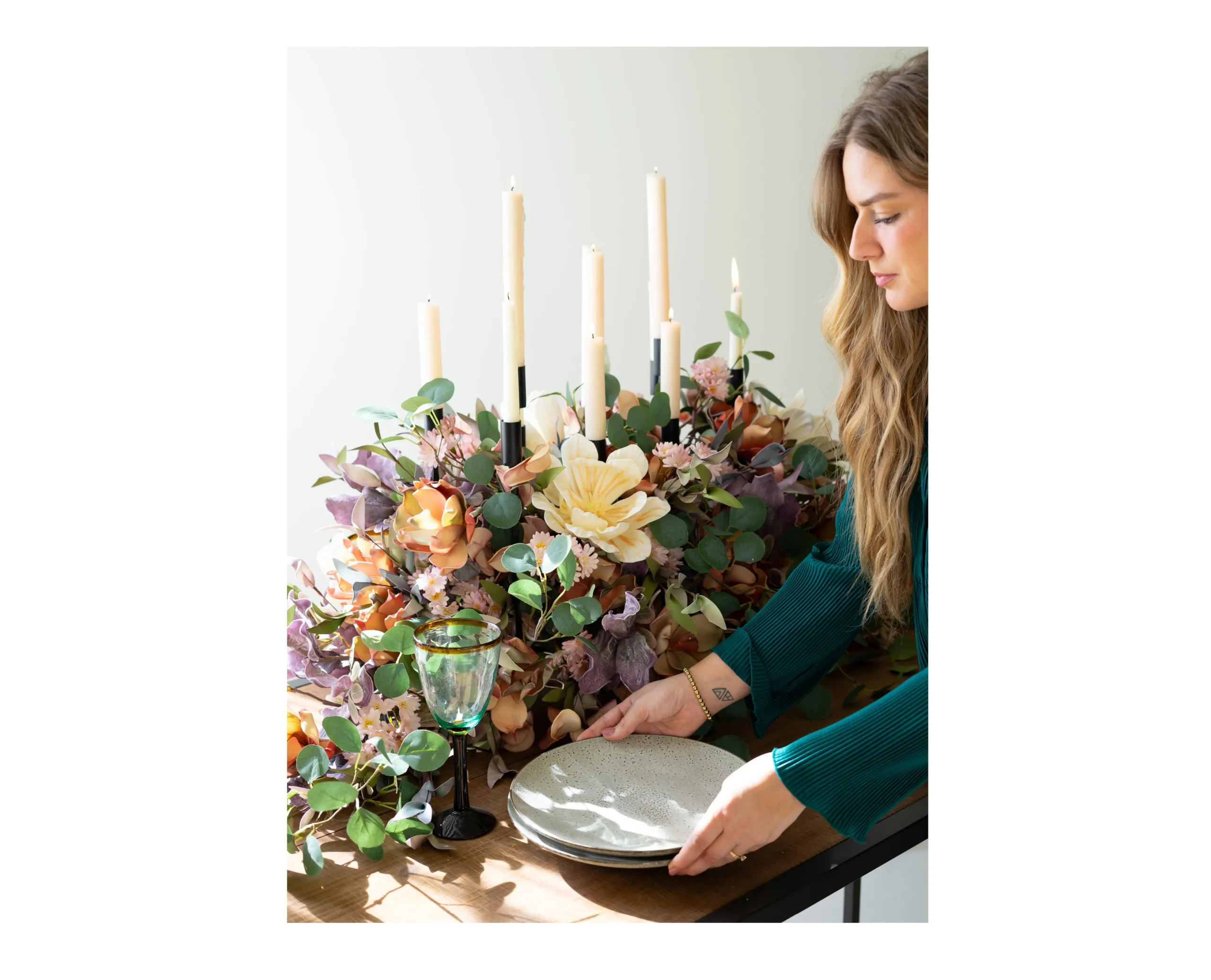 Finishing the table with dinnerware and glassware