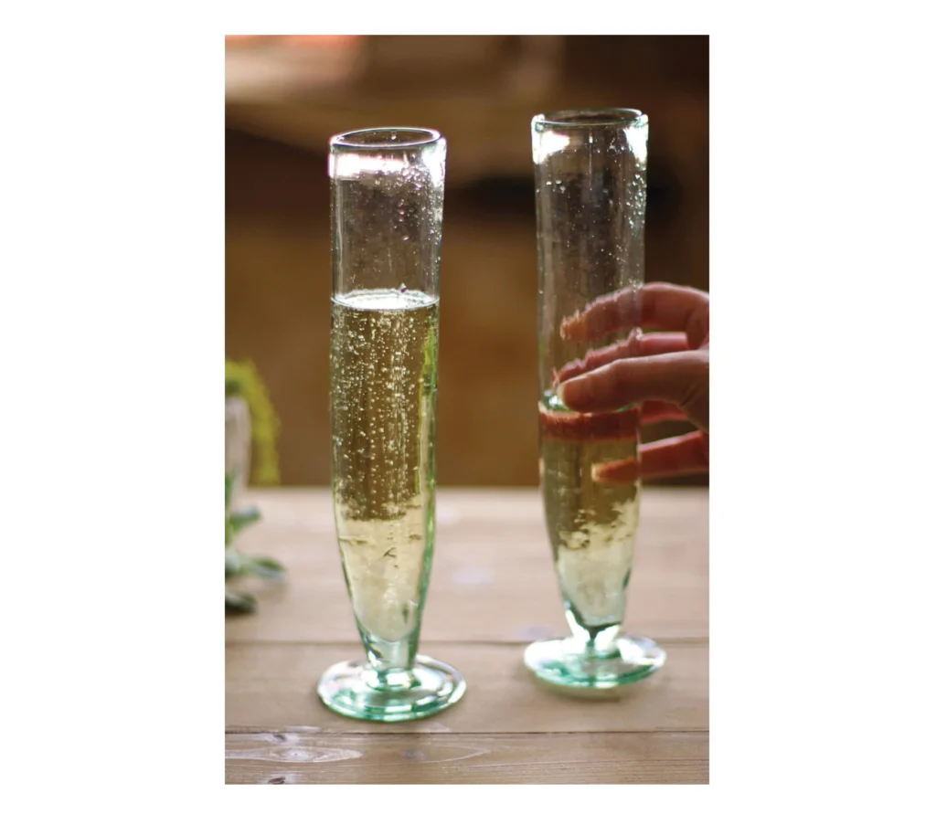 Rustic Recycled Glass Champagne Flute