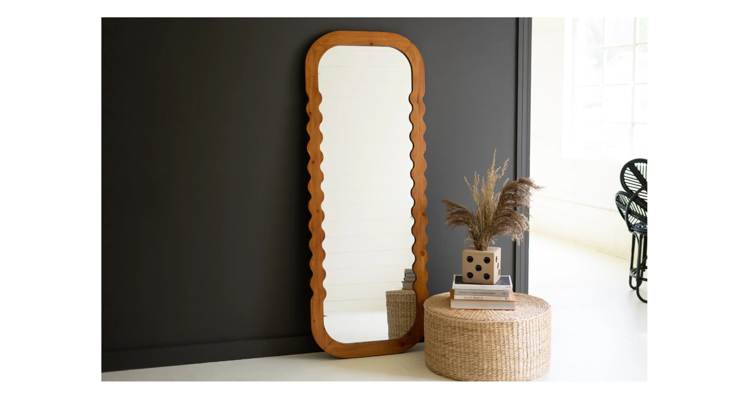Floor length mirror with wooden frame