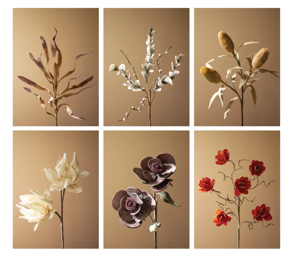 grid of seasonal floral stems
