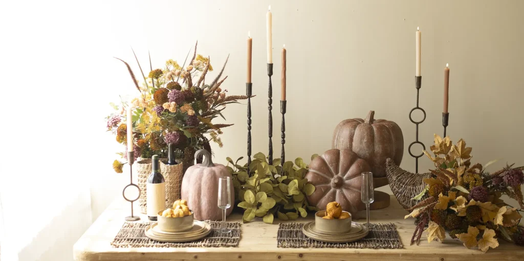 Set the scene with rich textures, warm tones, seasonal botanicals, and tabletop finds made for everything from dinner parties to Thanksgiving.