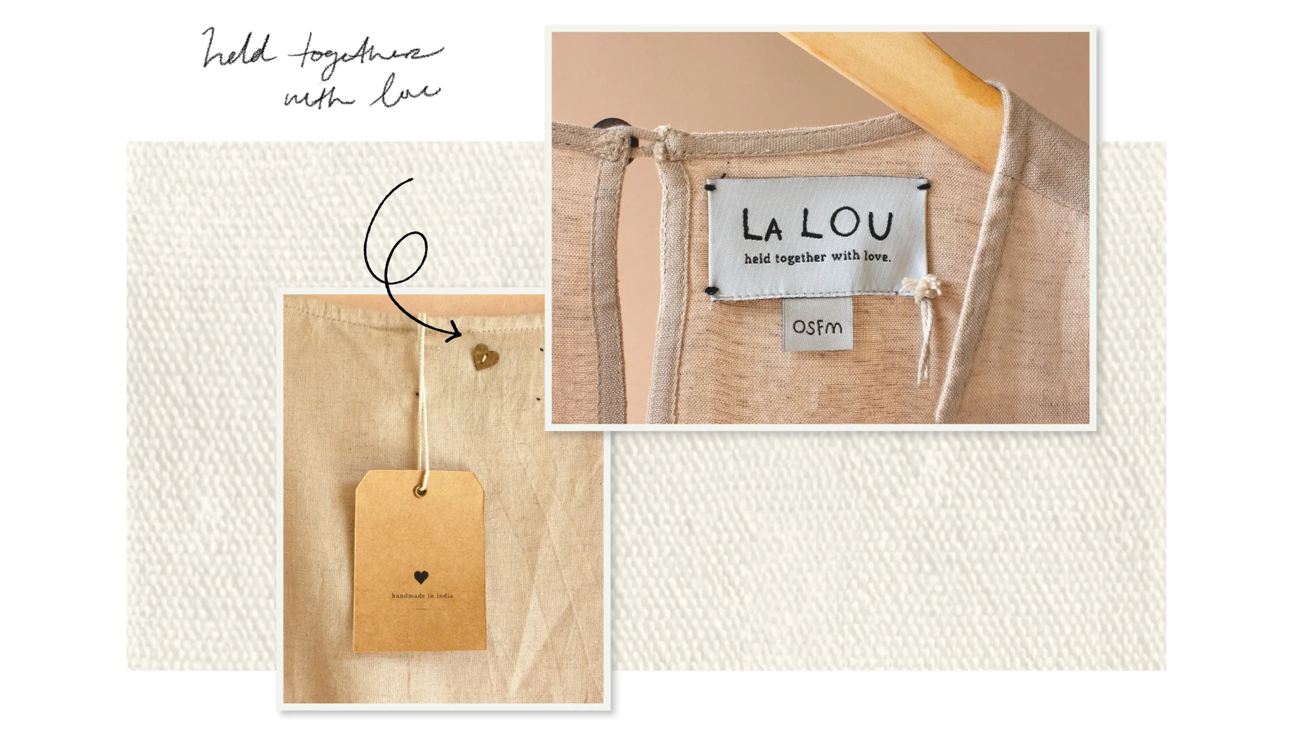 held together with love. La lou details a signature heart on the back of each pieces. One size fits most (OSFM). 